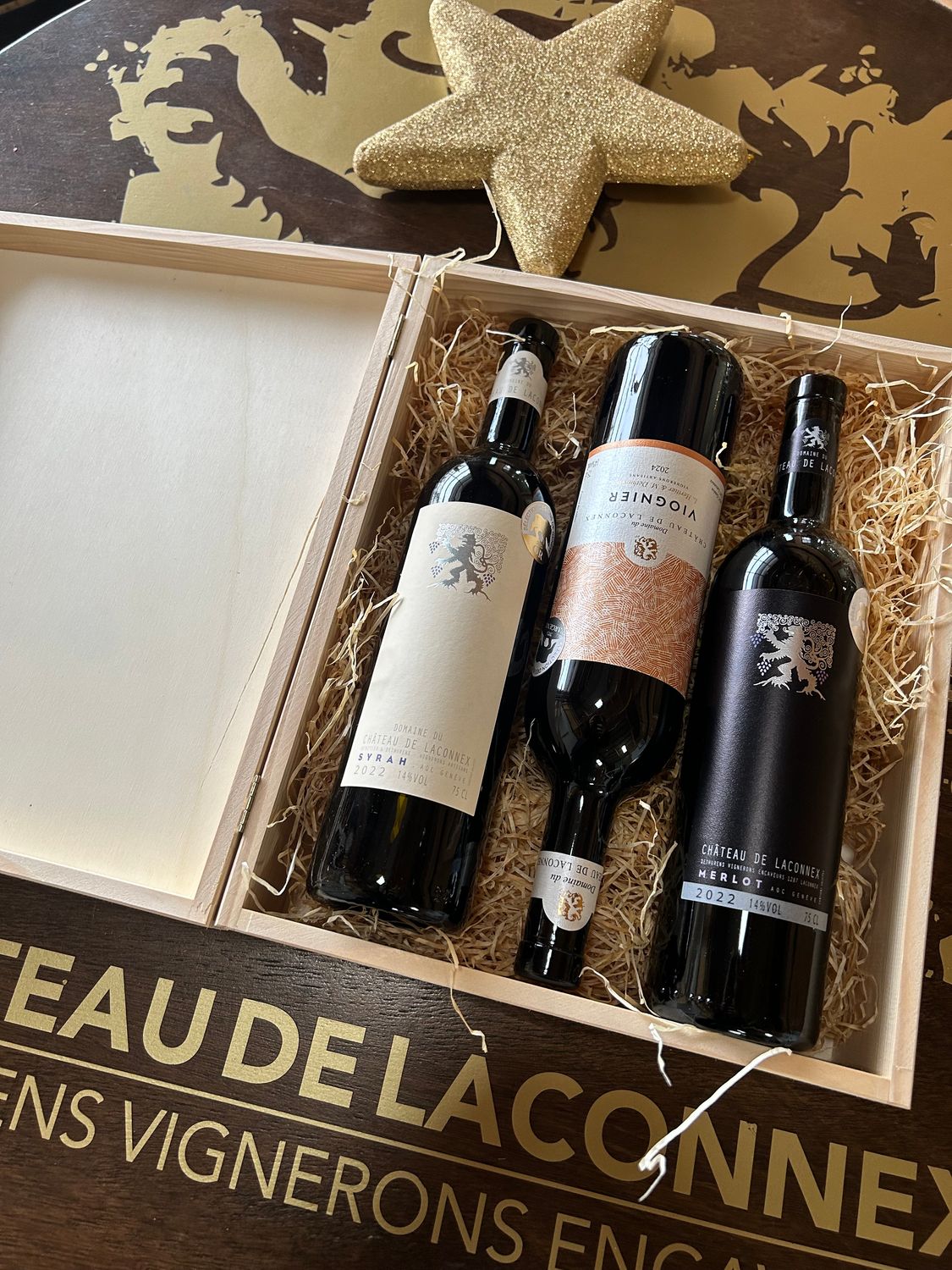 Coffret en bois 3 bouteilles