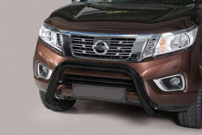 Schwarzer Frontschutzbügel Ø 76 mm passend für Nissan Navara NP300 D231 (2015-2021)