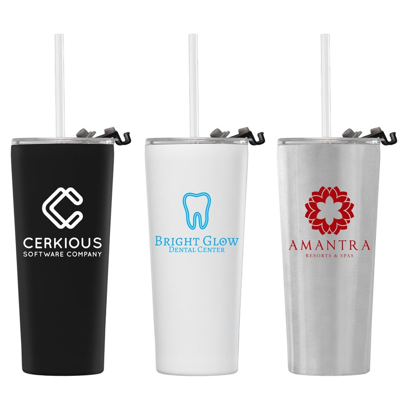 Excalibur - 22 oz. Double-Wall Stainless Tumbler with Straw?