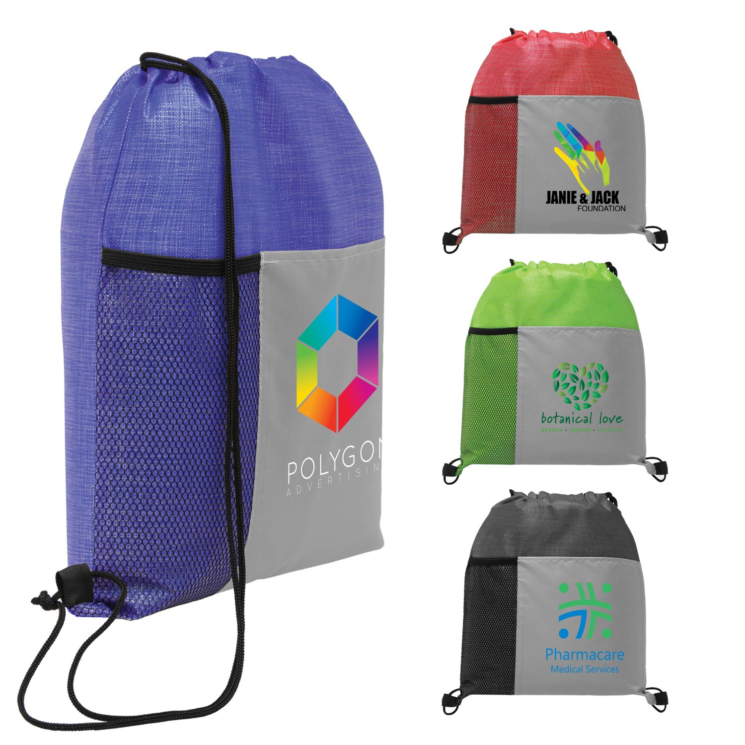 Metroplex - Non-Woven Drawstring Bag with 210D Pocket - Full Color