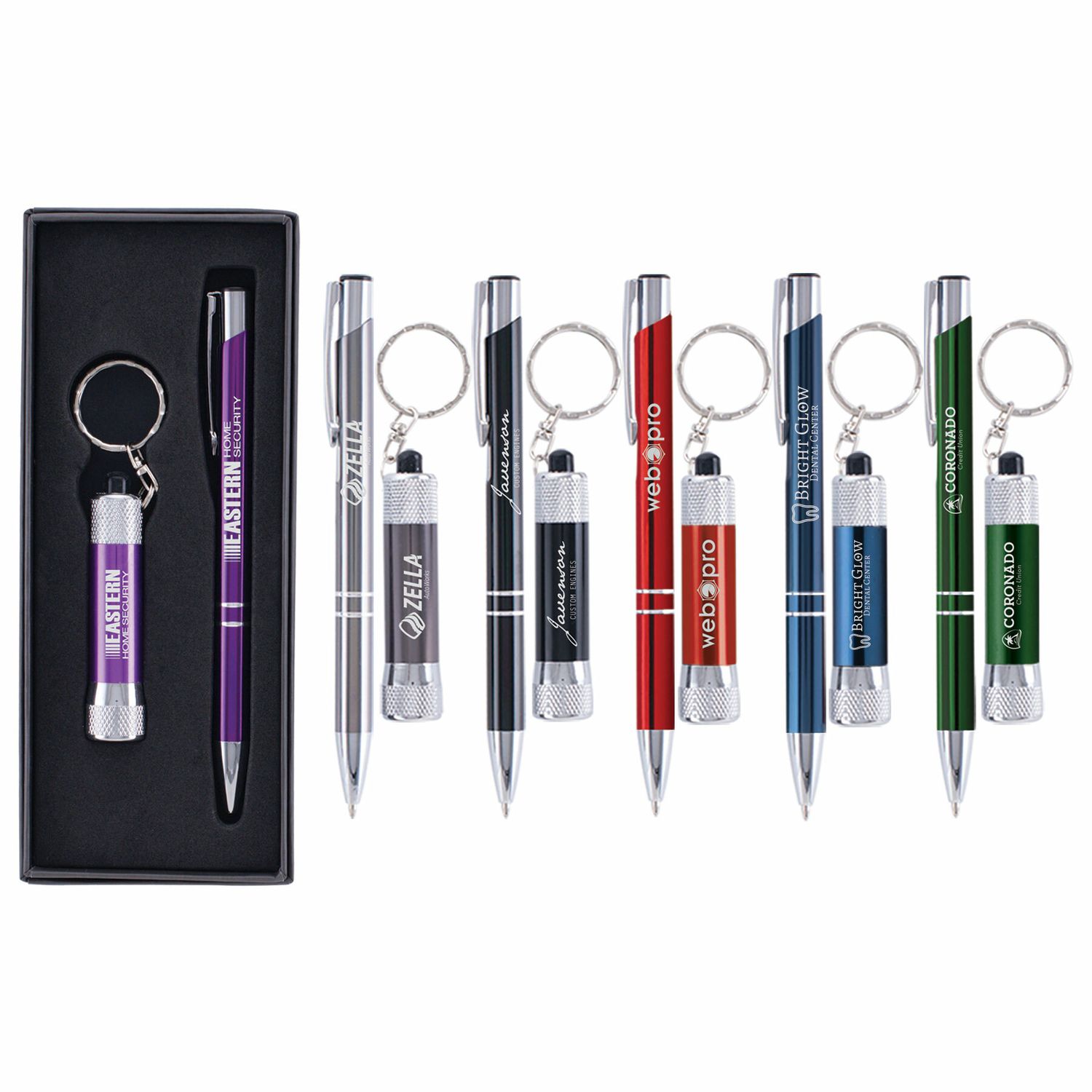 Tres-Chic/Chroma - Laser Engraved Metal Pen & Flashlight Gift Set