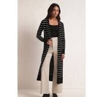 ZSupply Cardigan long boutonné noir rayures blanches ZW241227