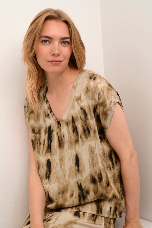 Cream Blouse tie-dye Tan 10612340