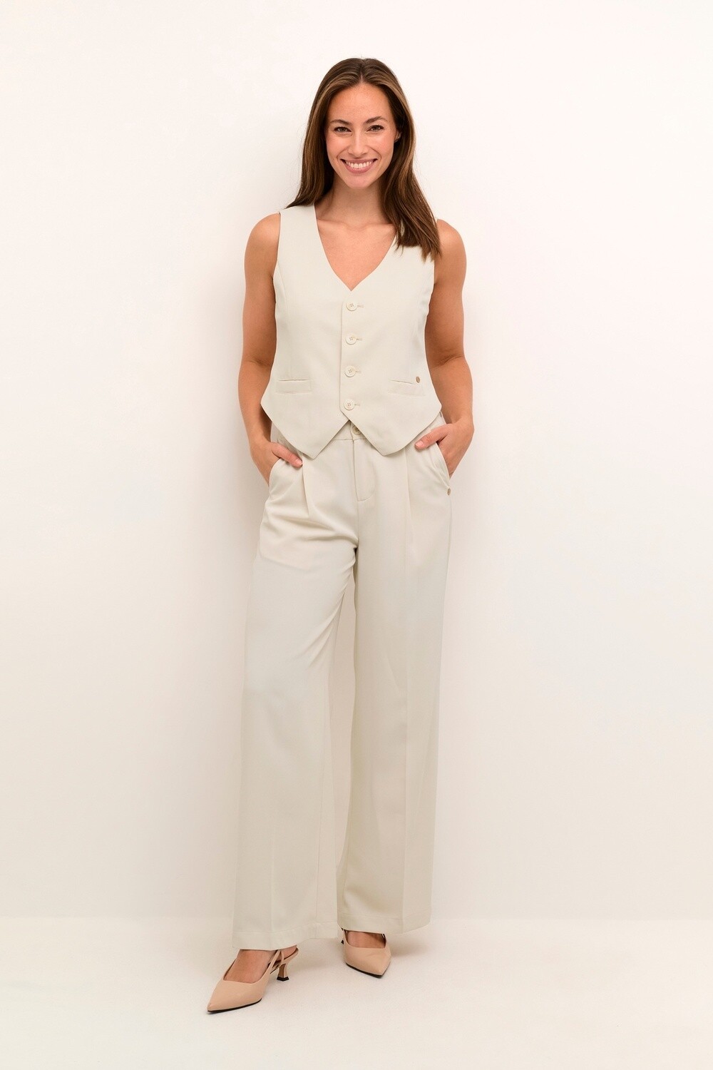 Cream Gilet Crème boutonné 10612360