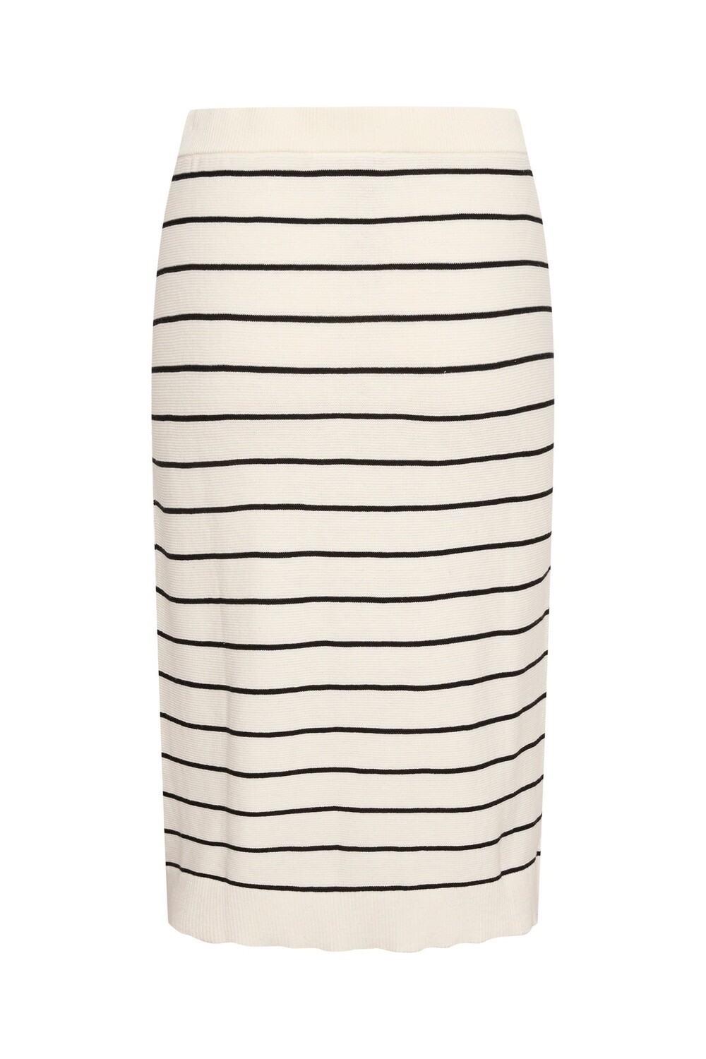 Cream Jupe midi tricot rayures noires 10612403