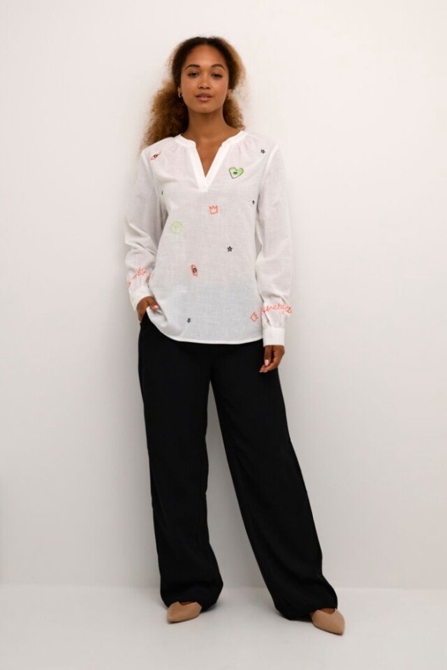 Cream Blouse imprimé broderie Peace 10612428
