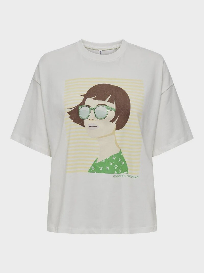 Only T-Shirt imprimé visage Jaune 15320603