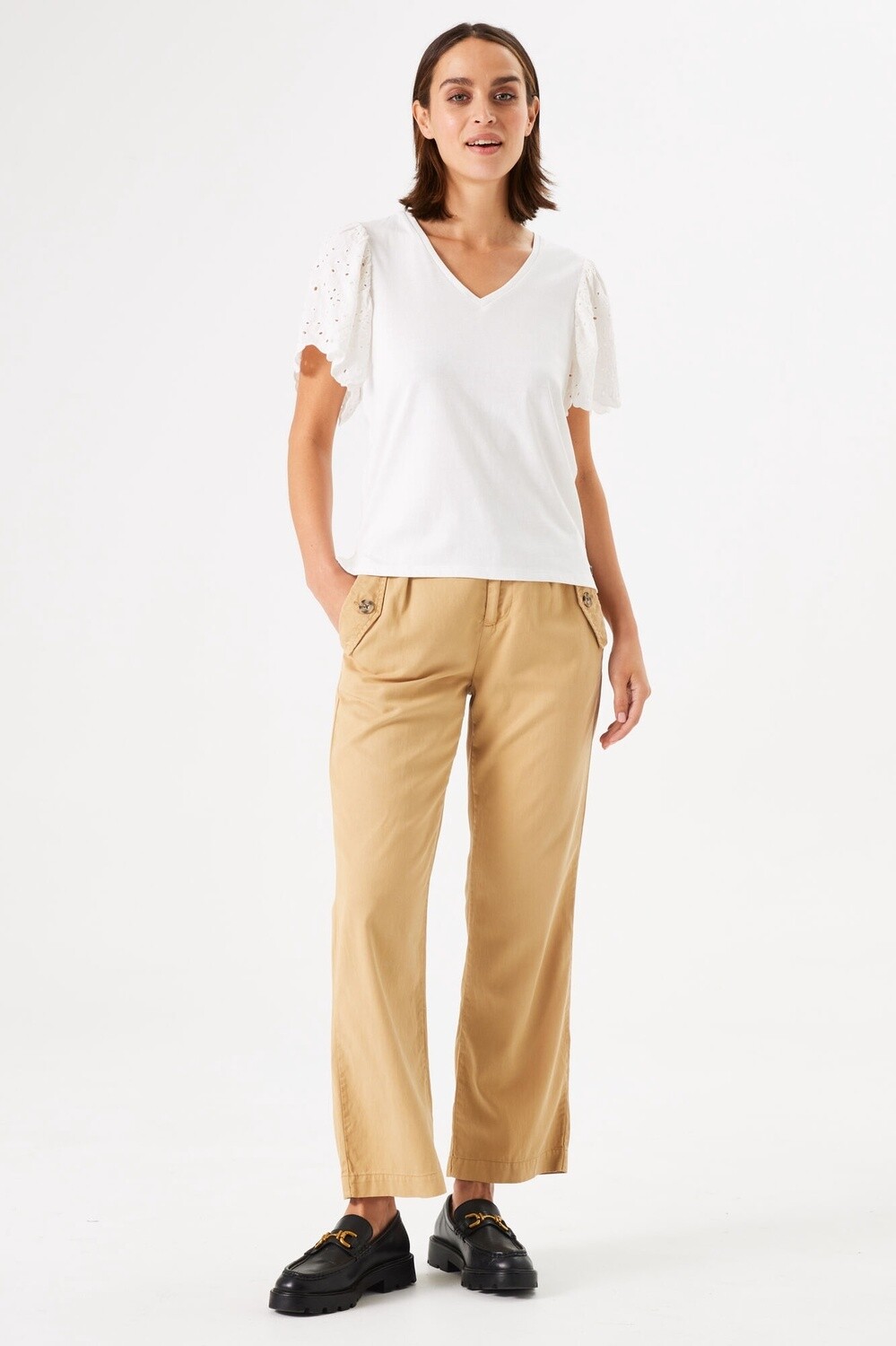 Garcia T-Shirt offwhite broderie O40009