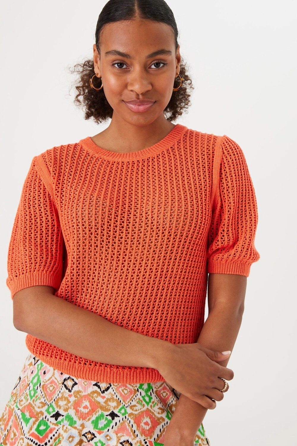 Garcia Tricot orangé lurex manches bouffantes P40240
