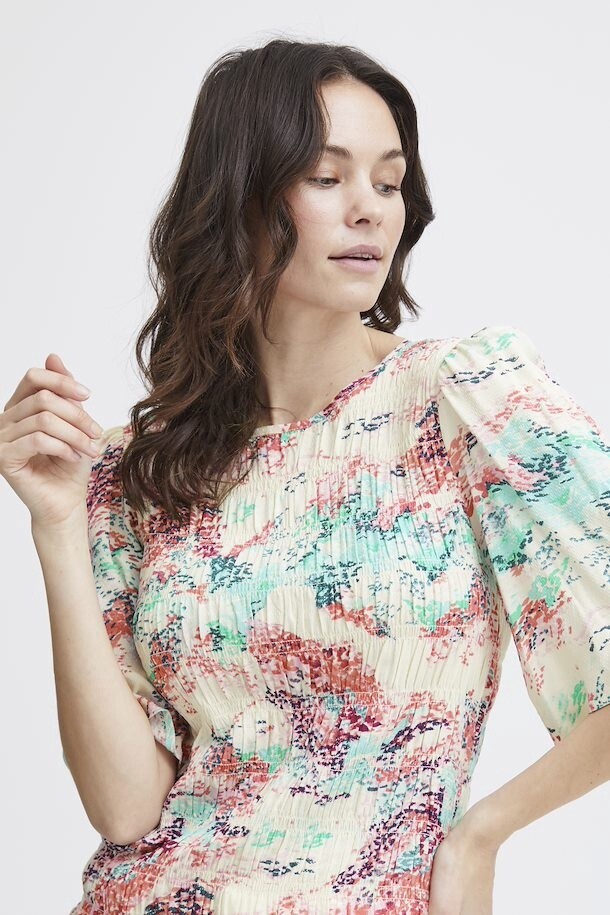 Fransa Blouse imprimée menthe et fuchsia 20613510