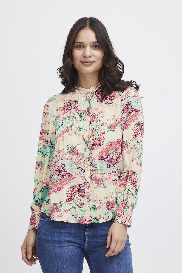 Fransa Blouse imprimée menthe et fuchsia 20613511