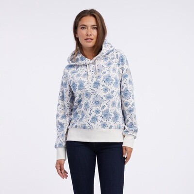 Ragwear Chandail sweatshirt beige motif fleurs bleues 2411-30024