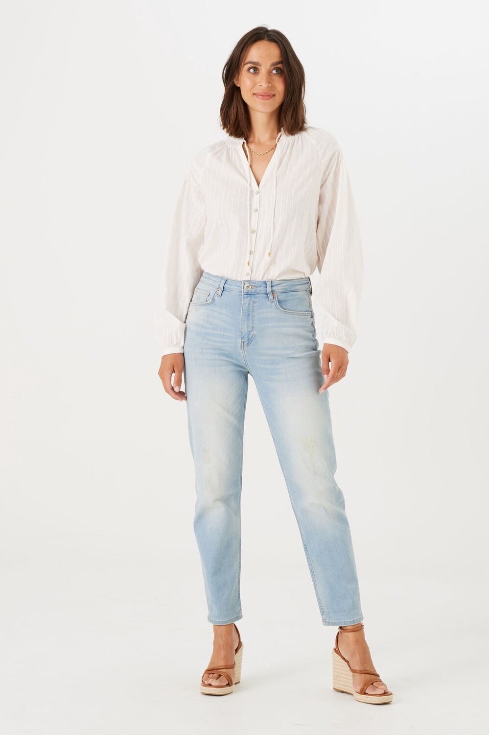 Garcia Jeans Isabella Mom fit bleu pale délavé usé 286-30