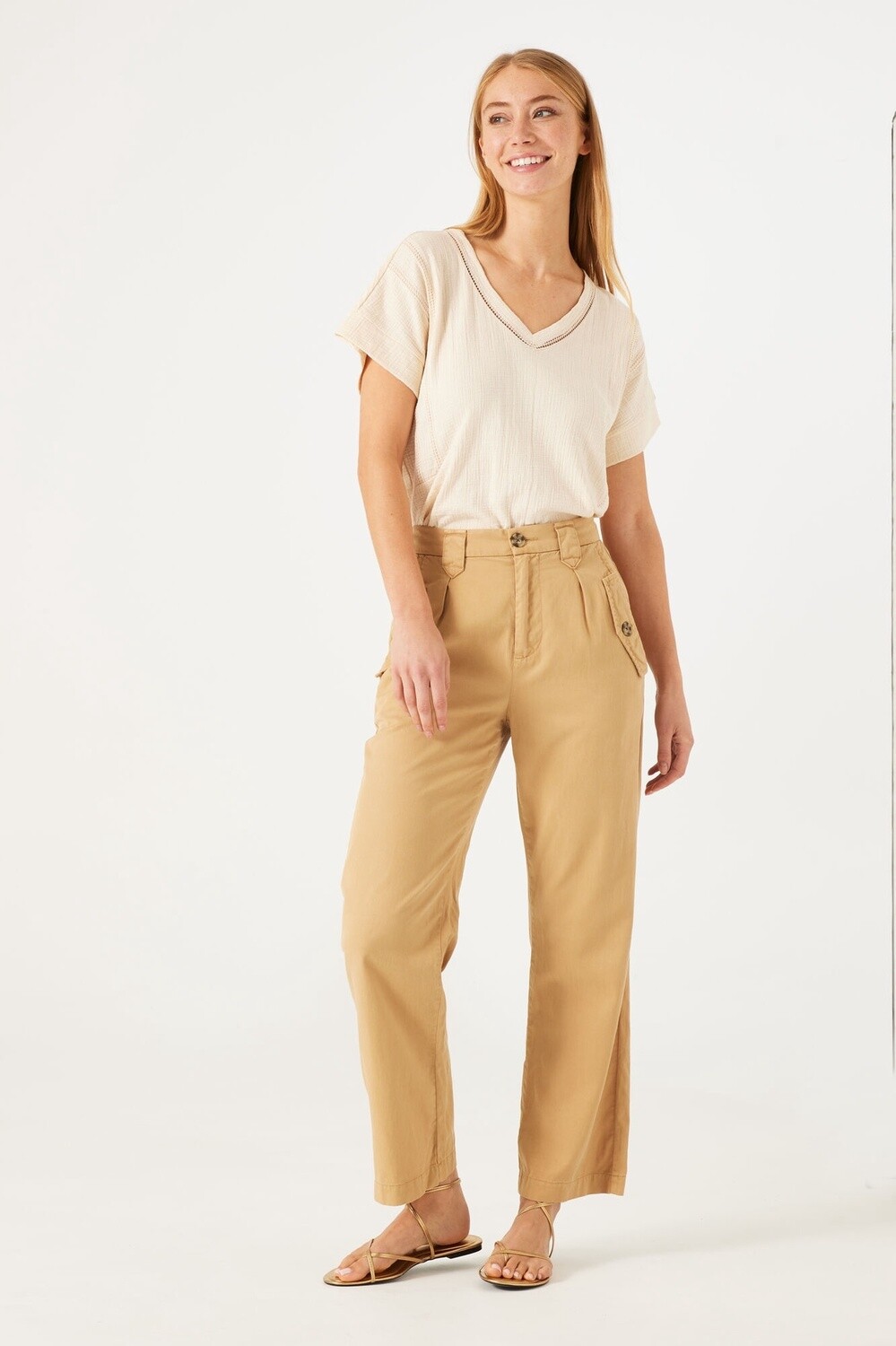 Garcia T-Shirt crème insertion broderie N40206