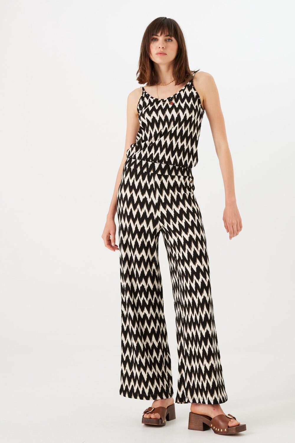 Garcia Camisole imprimé Missoni noir/crème O40021