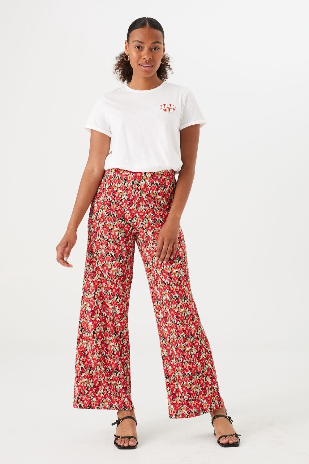 Garcia Pantalon imprimé rose floral abstrait O40115