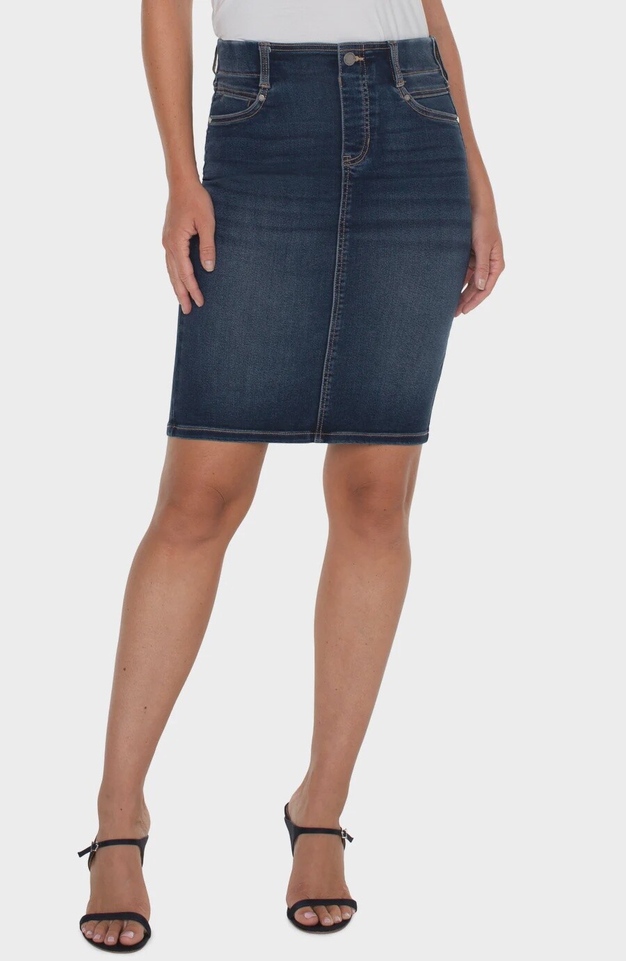 Liverpool Jupe denim bleu foncé LM6369SFS