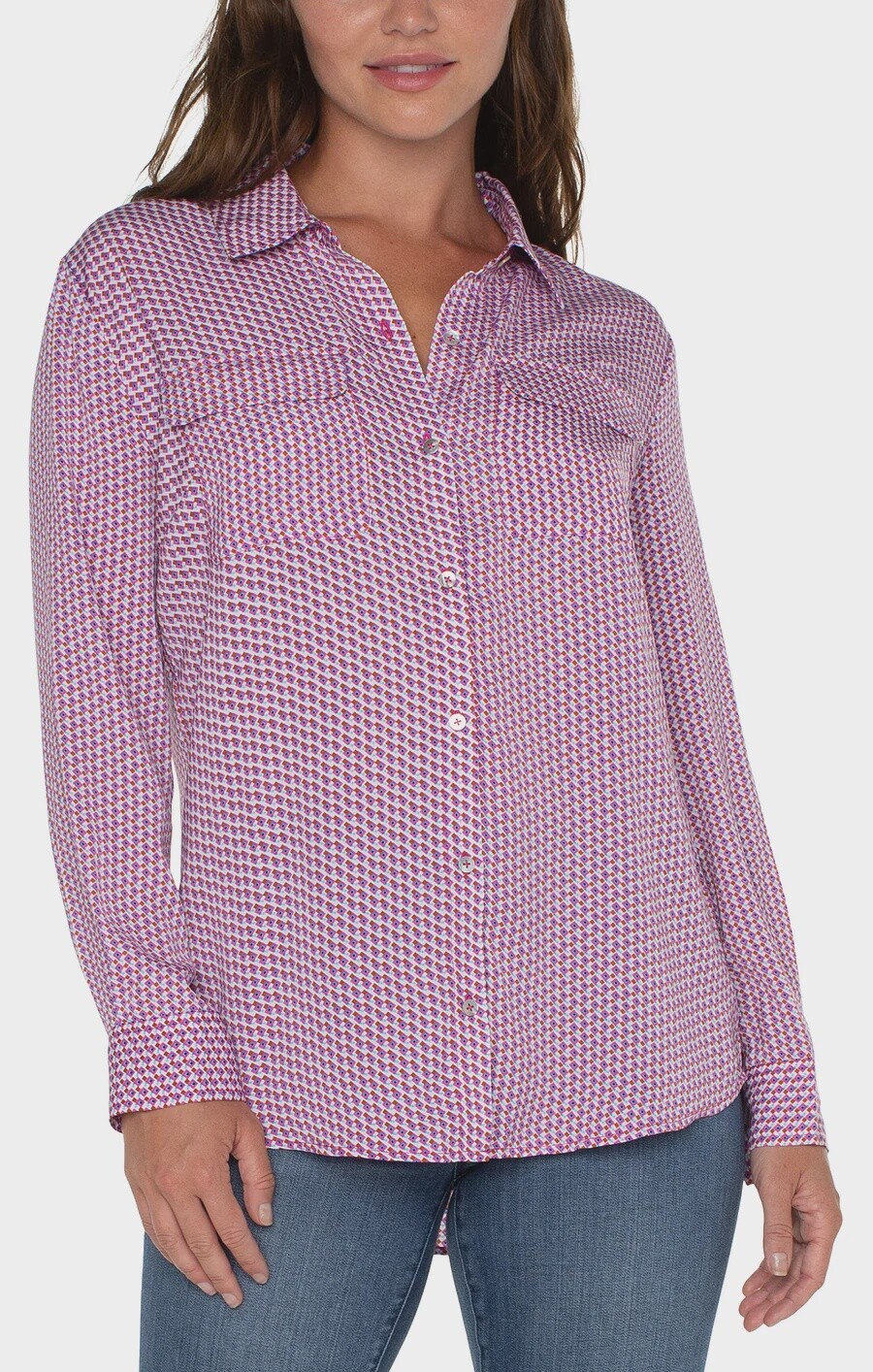 Liverpool Blouse fuchsia kiss geo LM8A66H65P69
