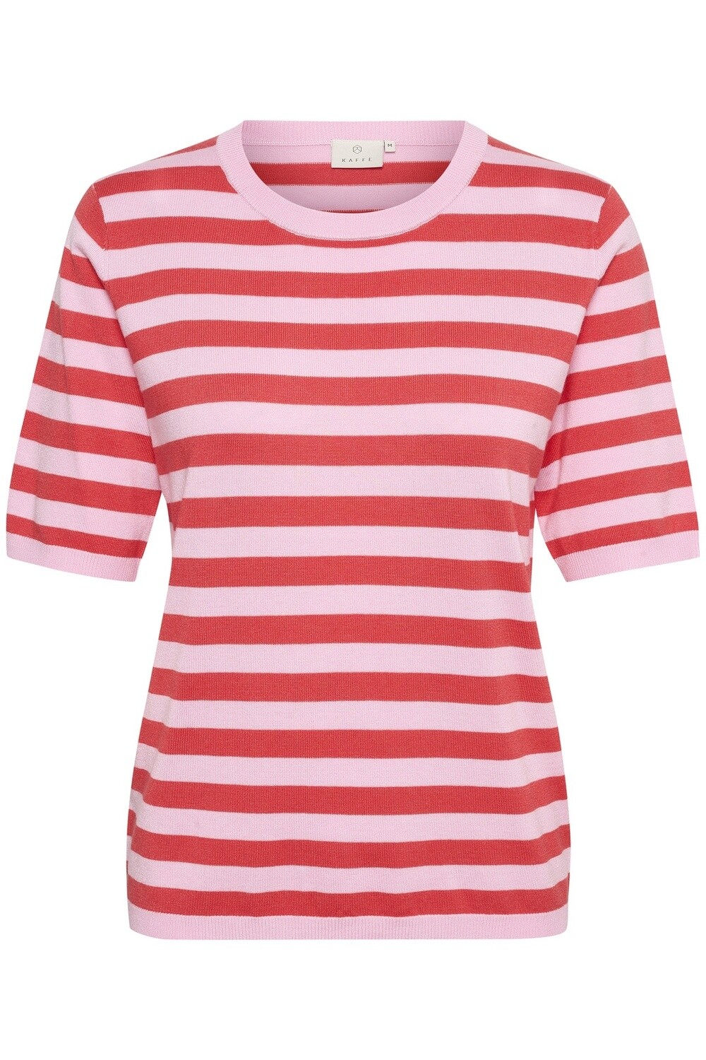 Kaffe Chandail tricot léger rayures rose et cayenne 10508410