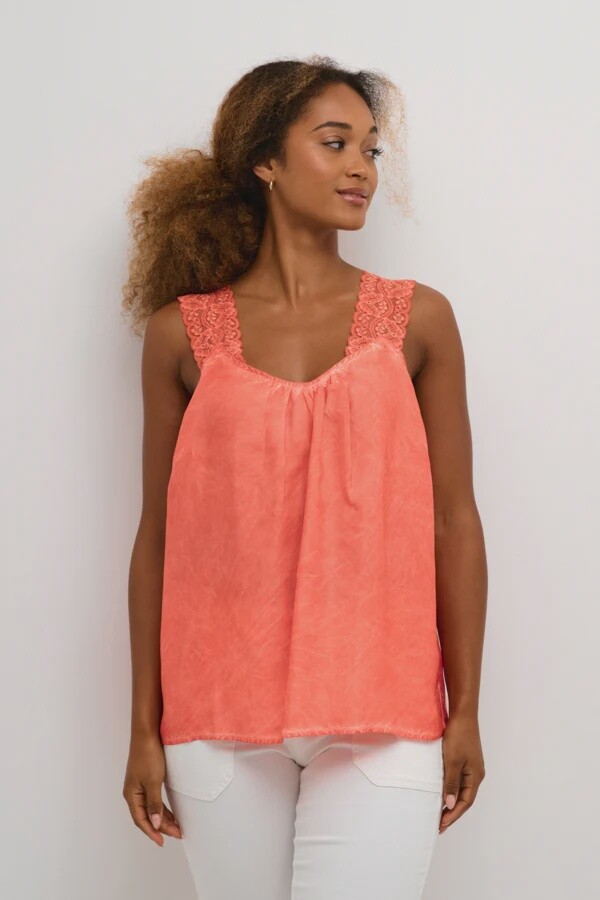 Cream Camisole bretelles dentelle corail 10612421
