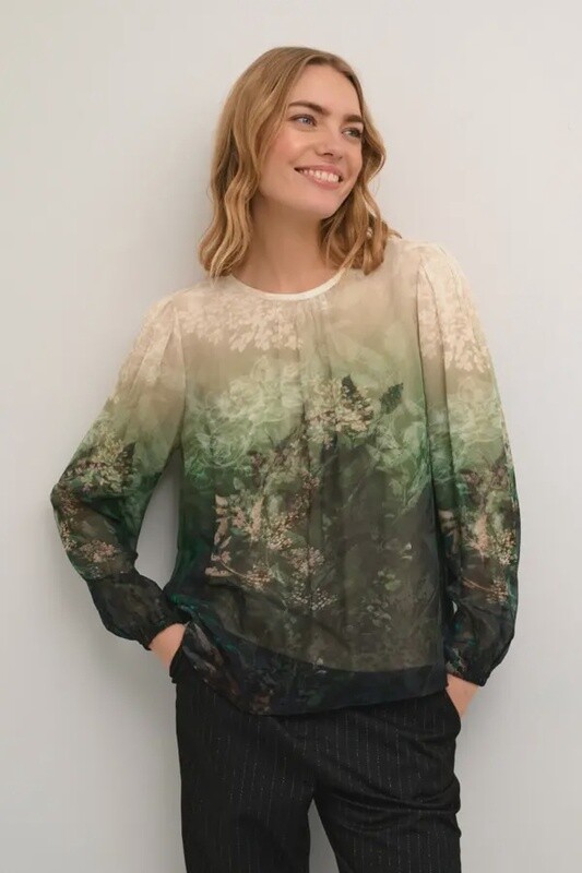Cream Blouse imprimé paysage 10612224
