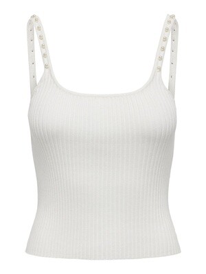 Only Camisole blanche bretelles perles 15318381