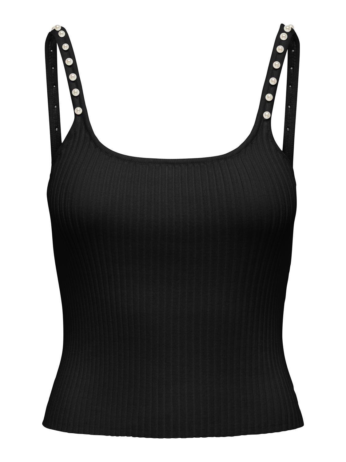 Only Camisole noire bretelles perles 15318381