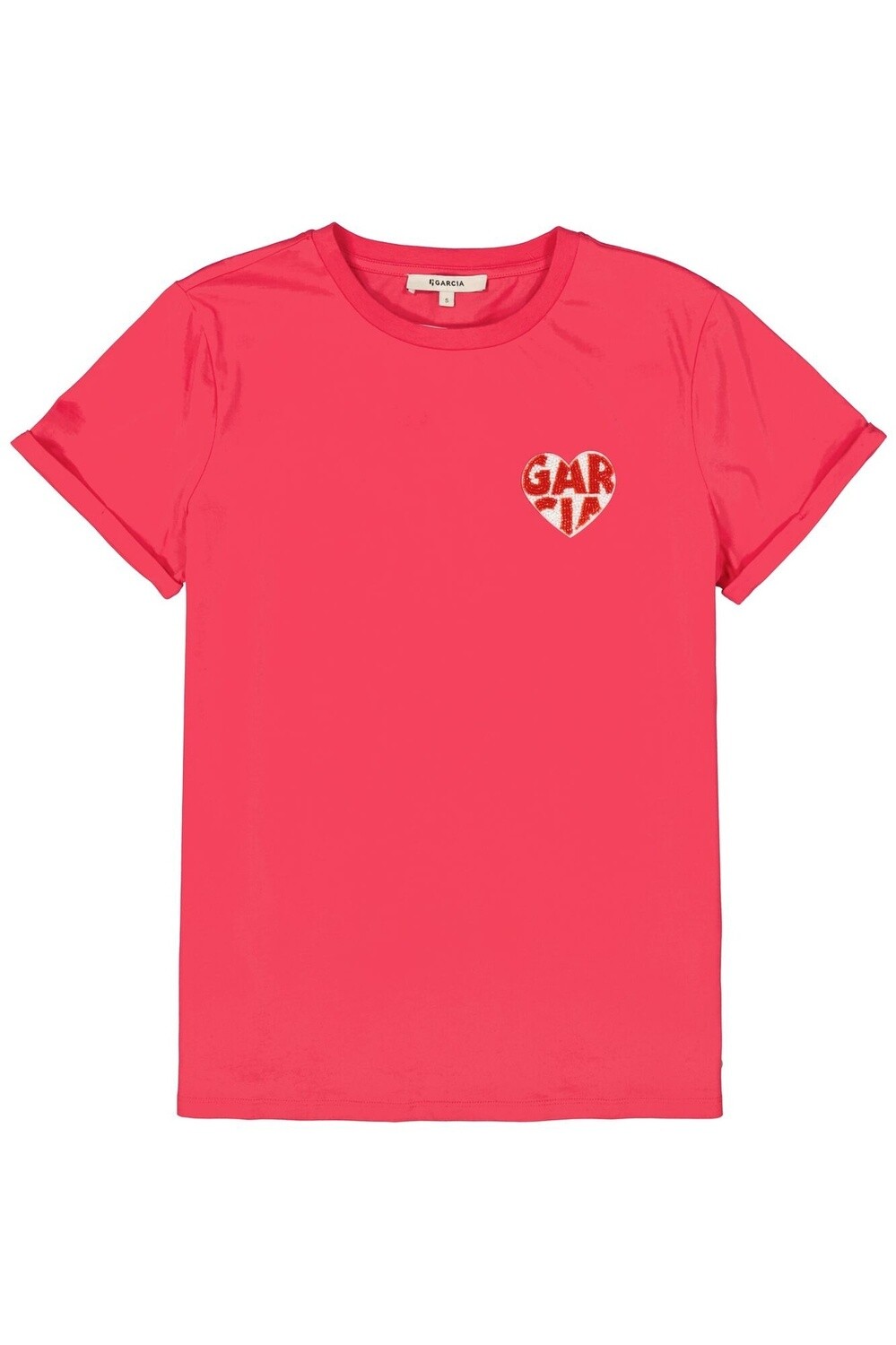 Garcia T-Shirt Lush Pink Coeur en perles O40003