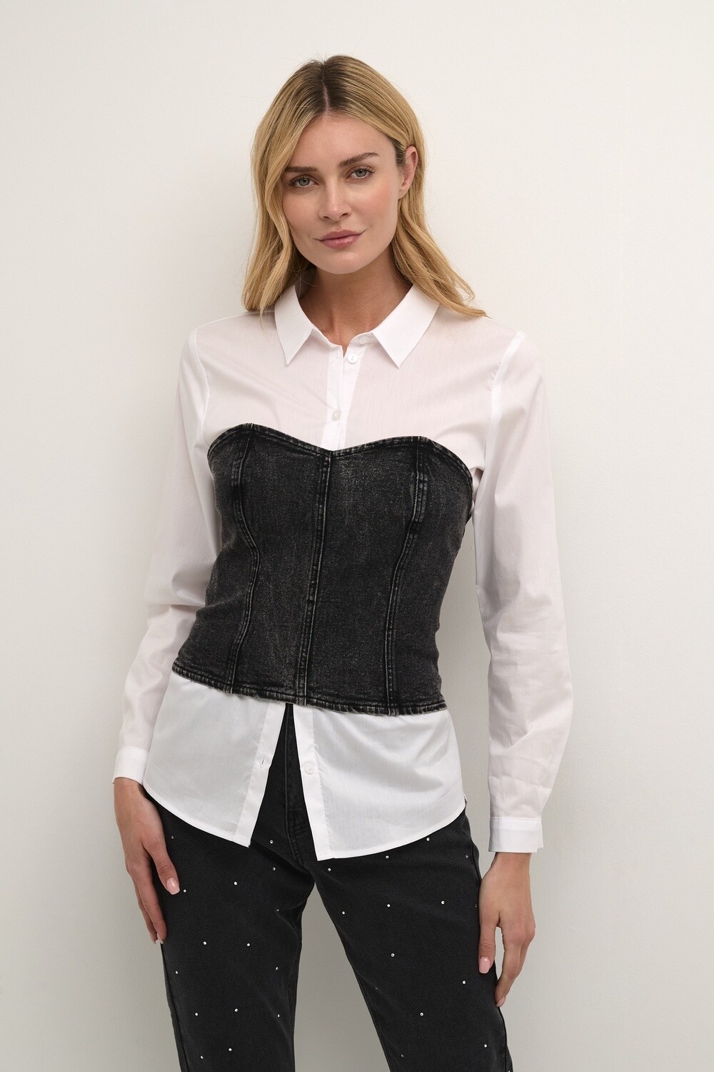 Kaffe KAFallulah Bustier denim noir délavé 10508359