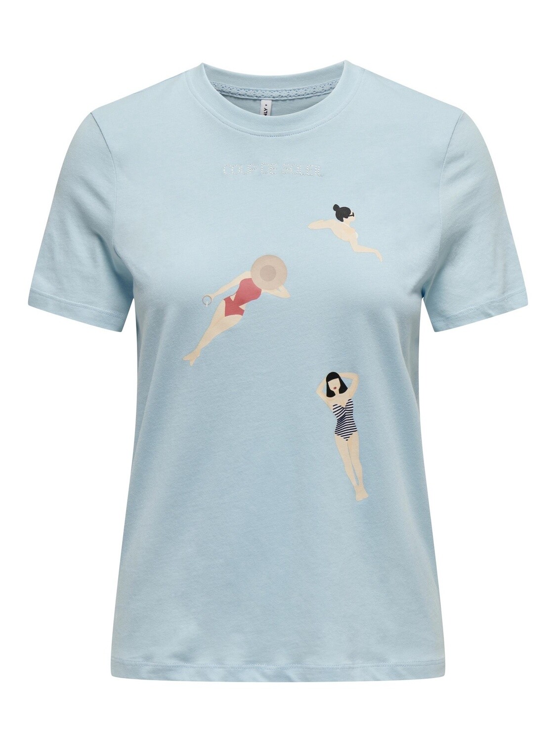 Only T-Shirt bleu pale motif femmes maillot 15321371