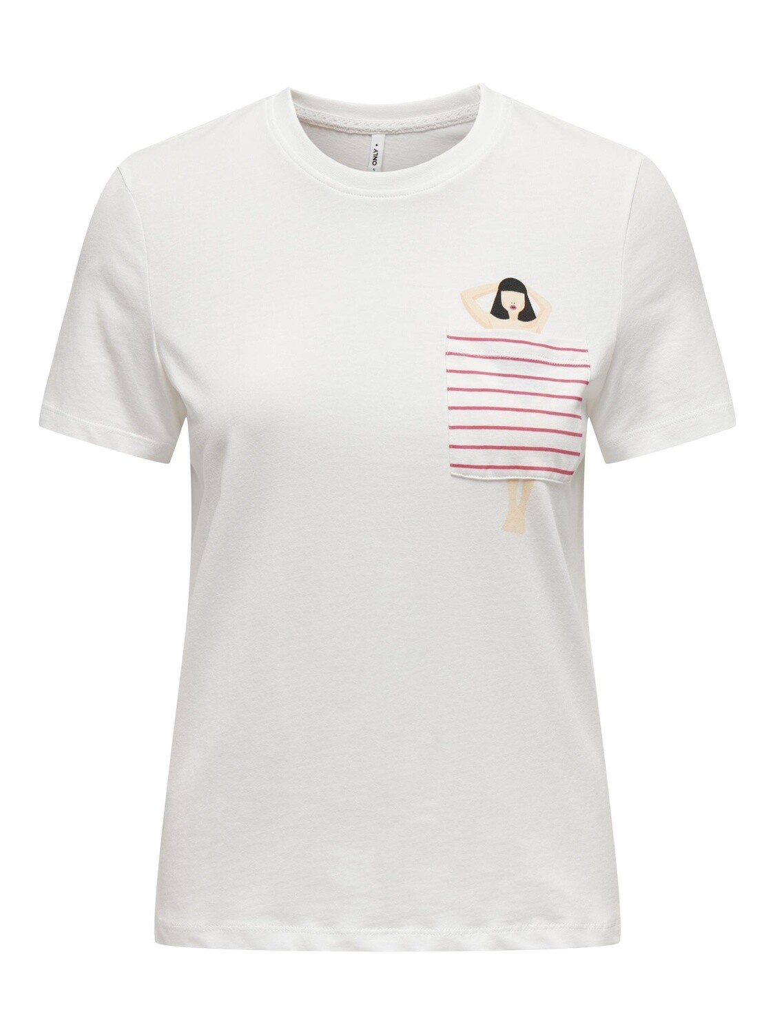 Only T-Shirt offwhite detail poche rayures femme maillot 15321371