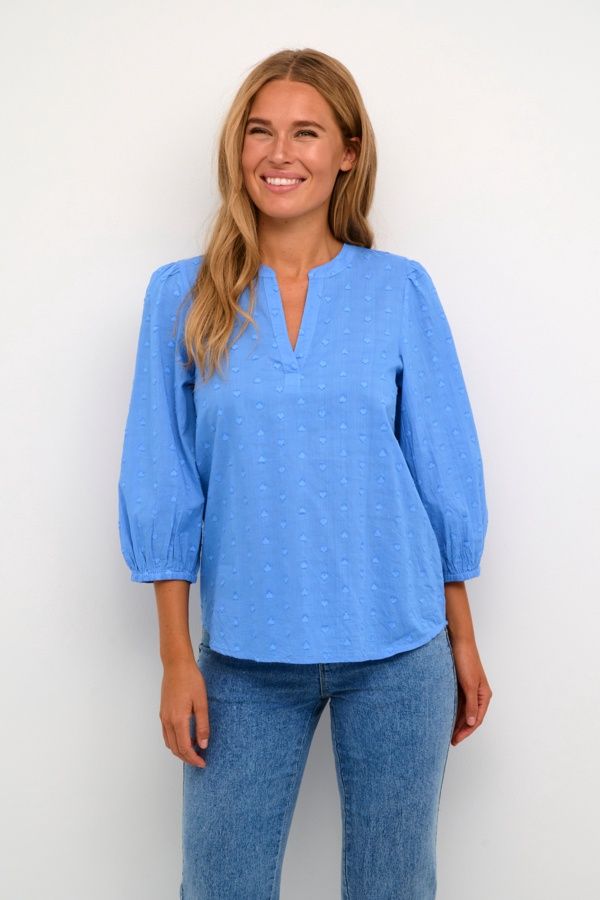 Kaffe Blouse bleu ultramarine motifs coeur 10508453
