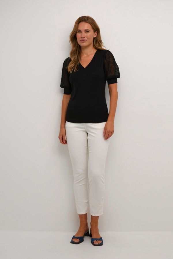 Kaffe Chandail noir manches broderie 10508459