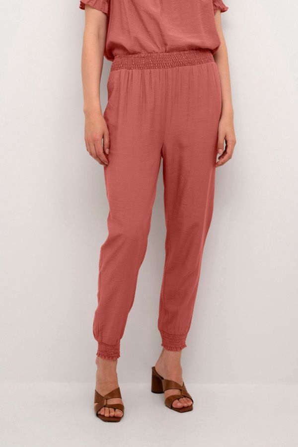 Cream Pantalon brique taille et cheville élastique 10612463