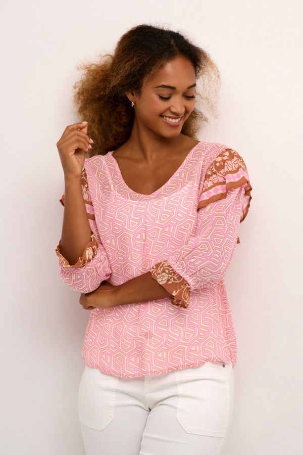 Cream Blouse imprimée geo 10612333