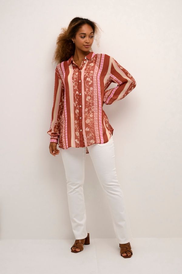 Cream Blouse brique/rose imprimée 10612398