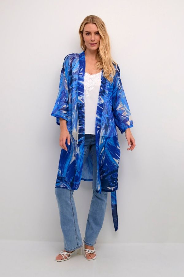 Cream Kimono Bleu brush print O/S 10608180