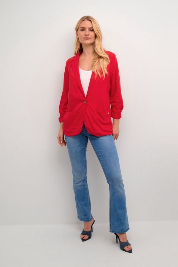 Cream Veston rouge en lin 10612520