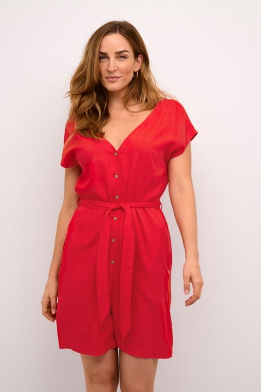 Cream Jumpsuit short rouge en lin 10612660