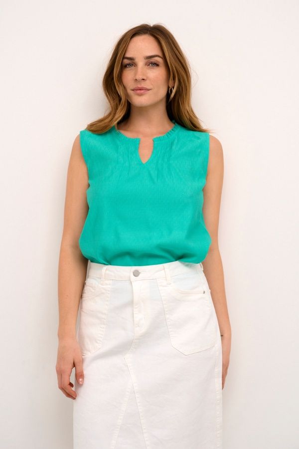Cream Blouse sans manches turquoise 10609455