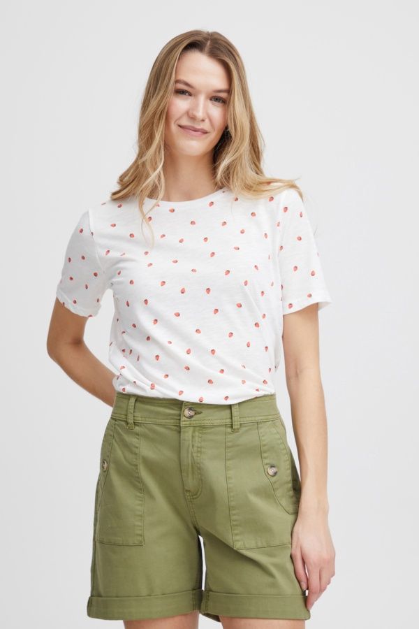 Fransa T-Shirt blanc motif fraises 20614035