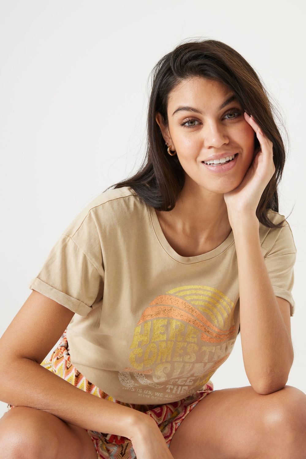 Garcia T-Shirt logo Safari Gold R40205