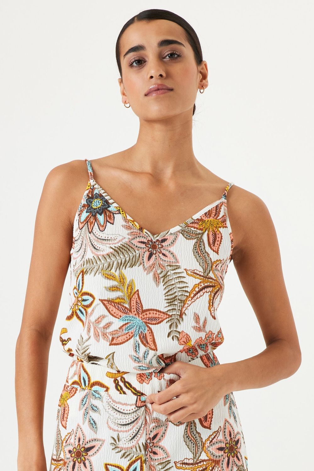 Garcia Camisole crème imprimé floral Q40024
