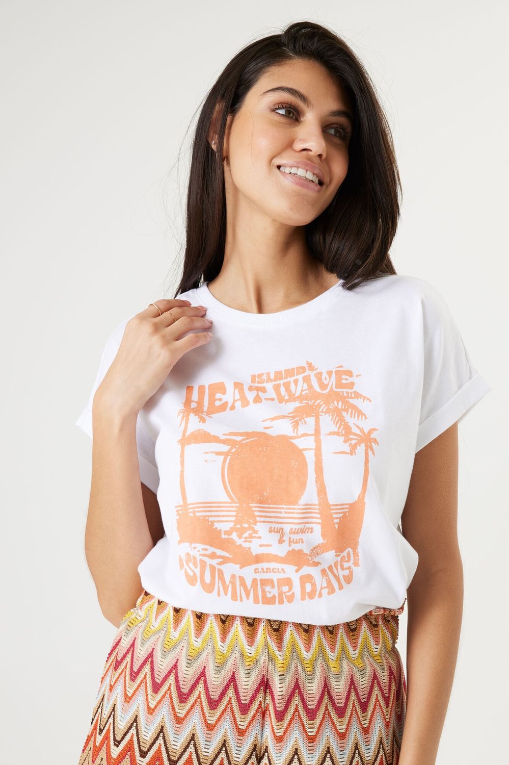 Garcia T-Shirt offwhite imprimé R40201