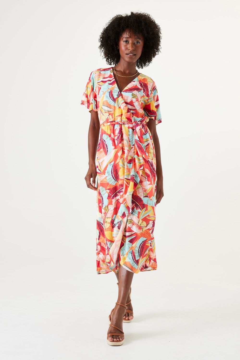 Garcia Robe longue imprimé tropical R40284