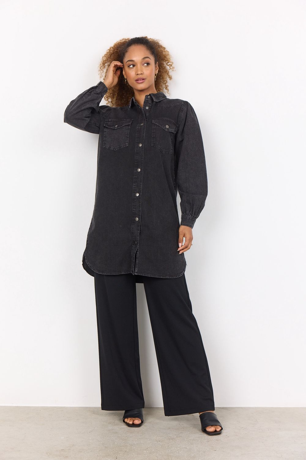Soya Concept Robe jeans noir delavé 40729