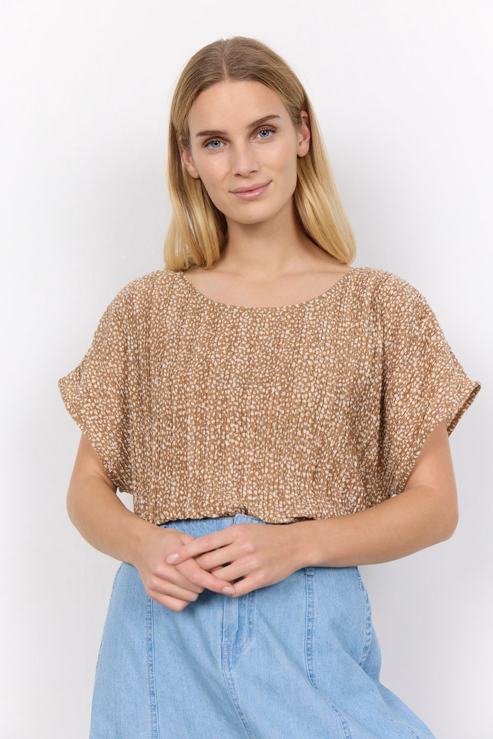Soya Concept Blouse tan motif bleu 26585