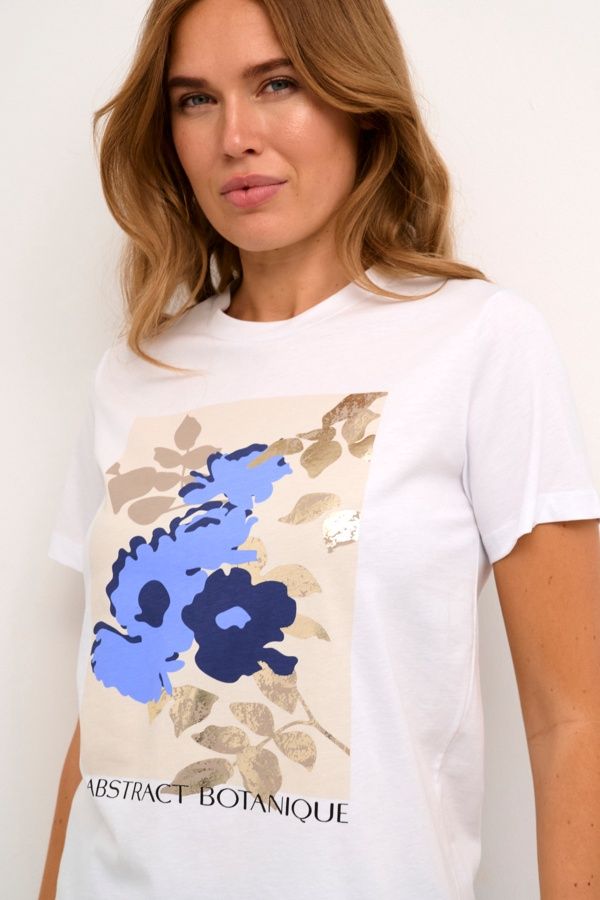 Kaffe T-Shirt blanc motif floral bleu 10508920