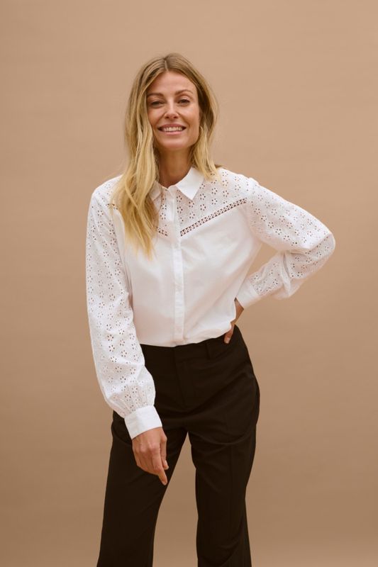 Cream Blouse offwhite broderie 10612782