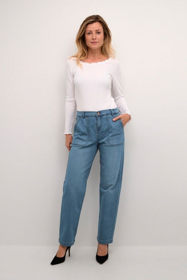 Cream Jeans droit style trousers bleu moyen 10612703